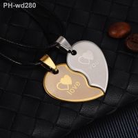 Creative Heart Shape Titanium Steel Couple Necklace Set Fashion Lovers Pendant Jewelry Valentines Day Memorial Gift