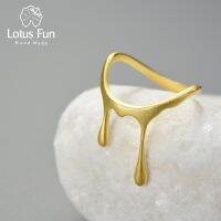 [Xixi ornaments] Lotus Fun 18K แฟชั่นสีทองแหวนของเหลวน้ำผึ้งสำหรับเป็นของขวัญผู้หญิงเครื่องประดับอย่างดี925เงินสเตอร์ลิงแท้แบบเรียบง่าย