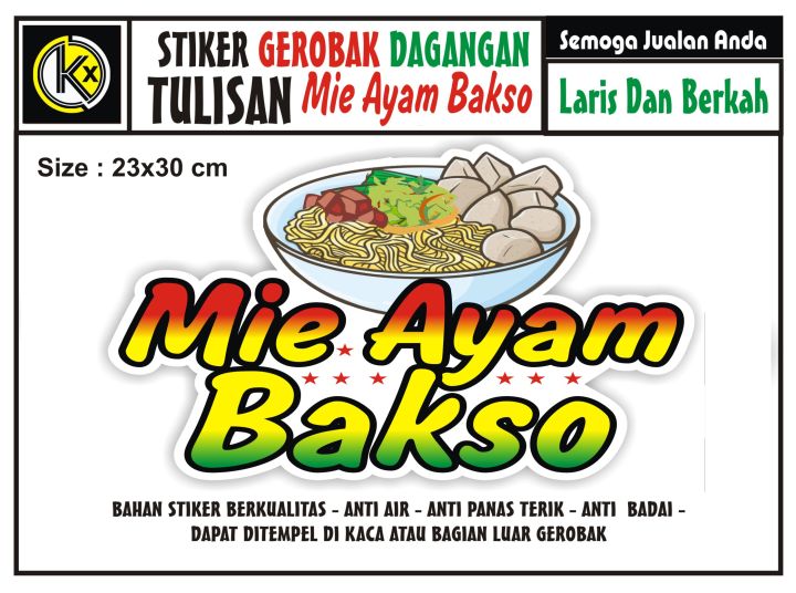 Stiker Kaca Gerobak Tulisan Mie Ayam Bakso Lazada Indonesia