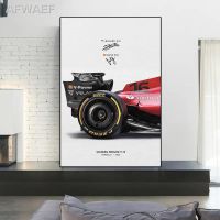 โปสเตอร์แข่งรูปเฟอร์รารีลายกรังปรี F1-75 Charles Leclerc ผ้าใบวาดภาพ Sainz รถแข่งผนังตกแต่งห้องศิลปะ