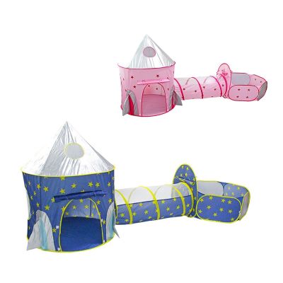 3 In 1 Spaceship Tent Quick Open Ball Game Play House Portable Rocket Ship Tent Indoor Crawling Tunnel For Kids Childrens Gift