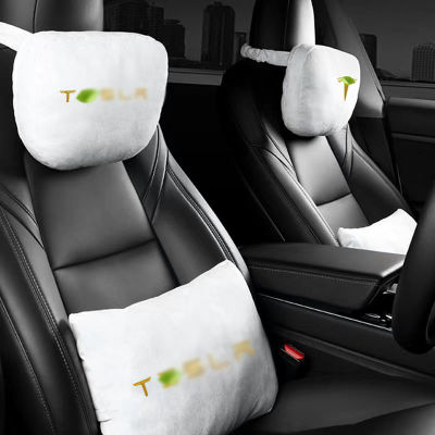 KCOOSO Soft Headrest Suede Neck Pillow Relax Waist Cushion Car Accessories For Tesla Model 3 Model Y