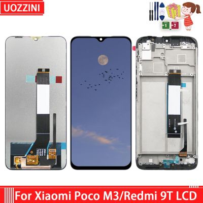 6.53 เหมาะสำหรับ Xiaomi เครื่องอ่านพิกัดสัมผัสหน้าจอ LCD M3 Poco แทนการประกอบสำหรับ M2010J19CG Redmi 9T พร้อมกรอบฝาหลัง