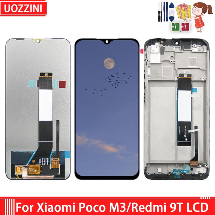 6-53-เหมาะสำหรับ-xiaomi-เครื่องอ่านพิกัดสัมผัสหน้าจอ-lcd-m3-poco-แทนการประกอบสำหรับ-m2010j19cg-redmi-9t-พร้อมกรอบฝาหลัง