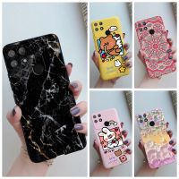 Narzo ฝาครอบ50A สำหรับ Realme Narzo เคสโทรศัพท์ TPU ซิลิโคนลายหินอ่อนนิ่มภาพวาดการ์ตูนคู่ RMX3430สำหรับ OPPO Realme Narzo50A เคส RealmeNarzo50A มีสไตล์