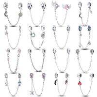 【HOT】◎❏ Real 925 Sterling Safety Chains Spacer Beads Charms Original Jewelry