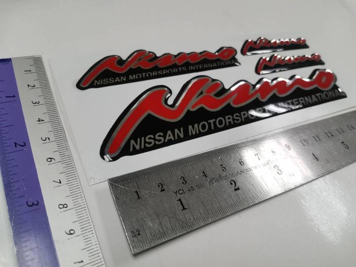 สติ๊กเกอร์-ชุด-เทเรซิ่นนูน-สำหรับรถ-nissan-คำว่า-nismo-nissan-motorsports-international-ติดรถ-แต่งรถ-นิสสัน-นิสโม้-sticker-สวย-ติดก้านล้อรถ-ติดก้านล้อ-ติดกันสาดร