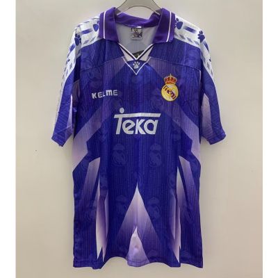 เสื้อกีฬาแขนสั้น ลายทีมฟุตบอล Real Madrid 1996-97 Real Madrid Away สไตล์วินเทจ แห้งเร็ว สําหรับผู้ชาย S-XXL