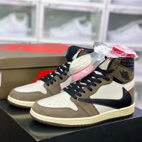 2023 Original Travis Scott x J 1 High OG “Dark Mocha” Basketball Shoes Casual Sneakers for Men Women