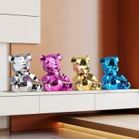 Electroplating Bear Statue Gift For Child Teddy Bear Sculpture Animal Ornament Living Room Home Decoration Dog Figurine