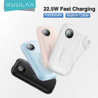 KUULAA 10000mAh Power Bank with Lamp LED Display PD Fast Charging Powerbank Built in Cables 22.5W External Battery Pack for iPhone Samsung Huawei Xiaomi Android Phones