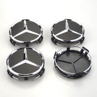 4ชิ้น75มมหมวกดุมล้อสีดำฝาครอบโลโก้กลางยาง Hubcap สัญลักษณ์สำหรับ Mercedes Benz W203 W170 W204 W230 W219 W210 W220 W164 W221