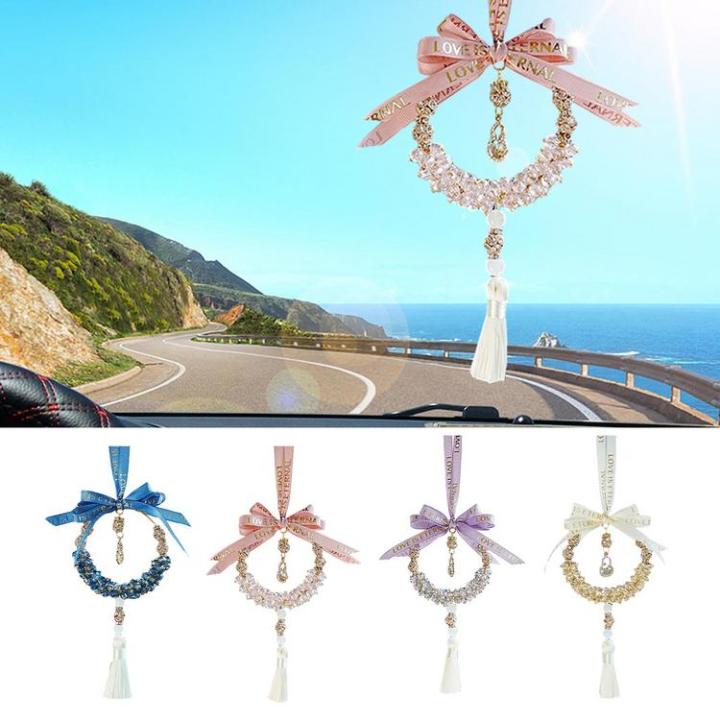 car-mounted-pendant-crystal-rear-view-mirror-car-decorations-with-gourd-design-rope-with-bow-tie-for-decoration-and-car-dashboard-ornaments-noble