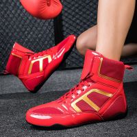 Mens and Womens Light Wrestling Shoes Mesh Breathable Boxing Sports Shoes Mens Professional Wrestling Shoes Red Sports Shoes