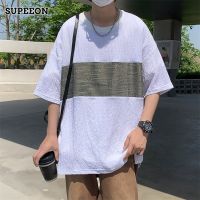 SUPEEON丨เสื้อยืดแขนสั้นผู้ชาย,เสื้อยืดแขนสั้นพอดีตัวหลวมเสื้อเชิ้ตชนกับเสื้อยืดครึ่งแขนใส่สบาย