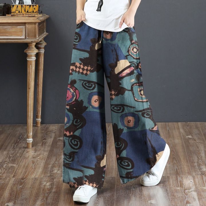 pants-long-leg-wide-fashion-waist-elastic-print-floral-women-zanzea