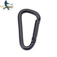 พวงกุญแจ Carabiner สำหรับตะขอสำหรับแขวนที่เกี่ยวกระเป๋าสะพายหลังพวงกุญแจพวงกุญแจอะลูมินัมอัลลอยสีดำสำหรับงานกลางแจ้ง