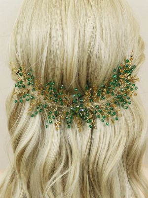 【YF】 Emerald Green Crystal Headbands Woodland Party Girls Hair Vine Chic Tiaras Wedding Bridal Accessories for Women Hairpieces