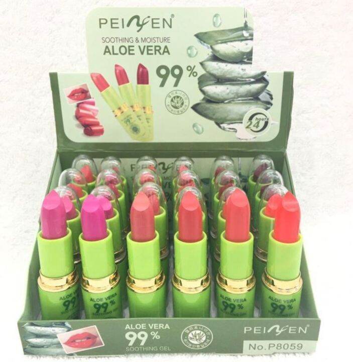 Peinfen Soothing and Moisture Aloe Vera Lipsticks x 24pcs | Lazada