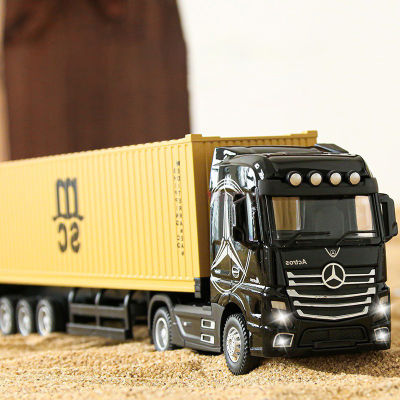 150 Large Childrens Container Truck Toys Diecast Alloy Material Car Model With Pull Back Sound Light Transport Vehicle Boy Toy