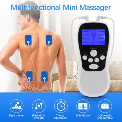 Hailicare Mini Massager Blue Screen Dual-output Massage Instrument Pulse Cervical Spine Shoulder and Neck Physiotherapy Digital Meridian Massage Device 8 Modes 15 Intensity Full Body Massage Acupuncture Weight reducing Cupping Scraping