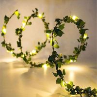 Artificial Flower Leaf Led Fairy Lights Garland Christmas Tree Decoration Outdoor Room Curtain Lamp Wedding Party Garden Decor