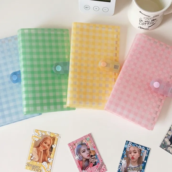 ins-kpop-photocard-holder-book-korean-photo-card-holder-kawaii-photo-album-plaid-idol-photo-album-card-collect-book