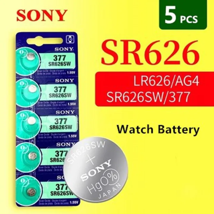 5 pcs Original Sr626sw Sr626 ag4 1.55v Silver Oxide Watch Battery ...