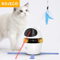 ROJECO 3-in-1 Automatic Cat  Toys Indoor Electric Interactive Toys with Ball and Feather Automatic Chasing Exercising Laser Toy USB Rechargeable