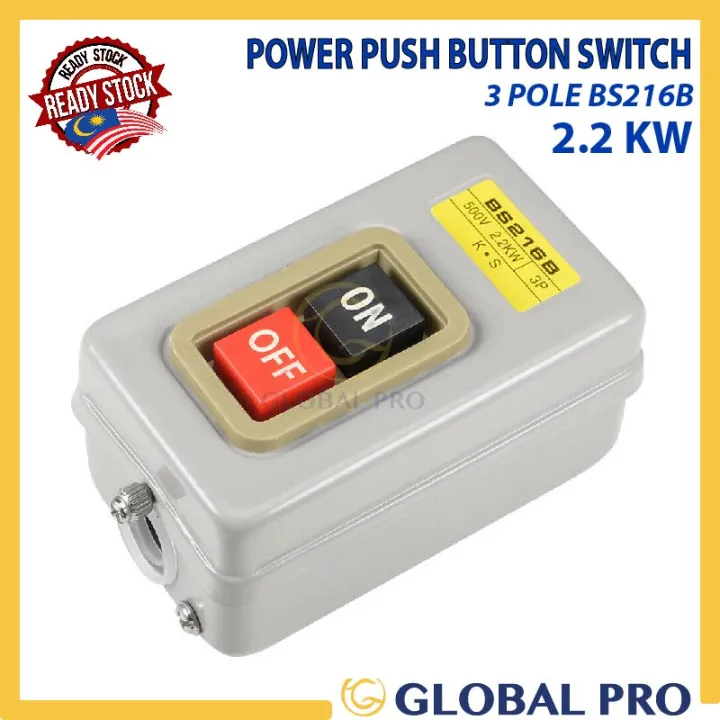 Power PushButton Switch On/Off 3 Pole 2.2KW BS216B for Power Tools/Self ...
