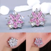 [COD] Koreas best-selling new simple temperament flower earrings sweet full diamond zircon copper ins Dongdaemun