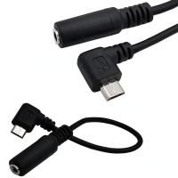 90 degree bend micro USB to 3.5 audio adapter cable v8 Android to 3.5mm female mobile phone headset conversion cable 15cm Cables