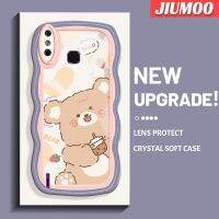 เคส JIUMOO สำหรับ Infinix Smart 4เคส X653 4C อัจฉริยะชานมการ์ตูนหมีดีไซน์ใหม่กรอบคลื่นสีอ่อนเคสมือถือกันกระแทกแบบใสที่สร้างสรรค์เคสโปร่งใสลายกล้องถ่ายรูปซิลิก้าเจลฝาครอบป้องกัน