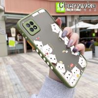 เคส Chenyyka สำหรับ OPPO A72 5G A73 5G A53 5G เคสการ์ตูนแมวน่ารักบาง Frosted ดีไซน์ใหม่แข็งกันแรงกระแทกเคสโทรศัพท์ขอบนิ่มแฟชั่นซิลิโคนคลุมทั้งหมดฝาครอบป้องกันเลนส์กล้อง