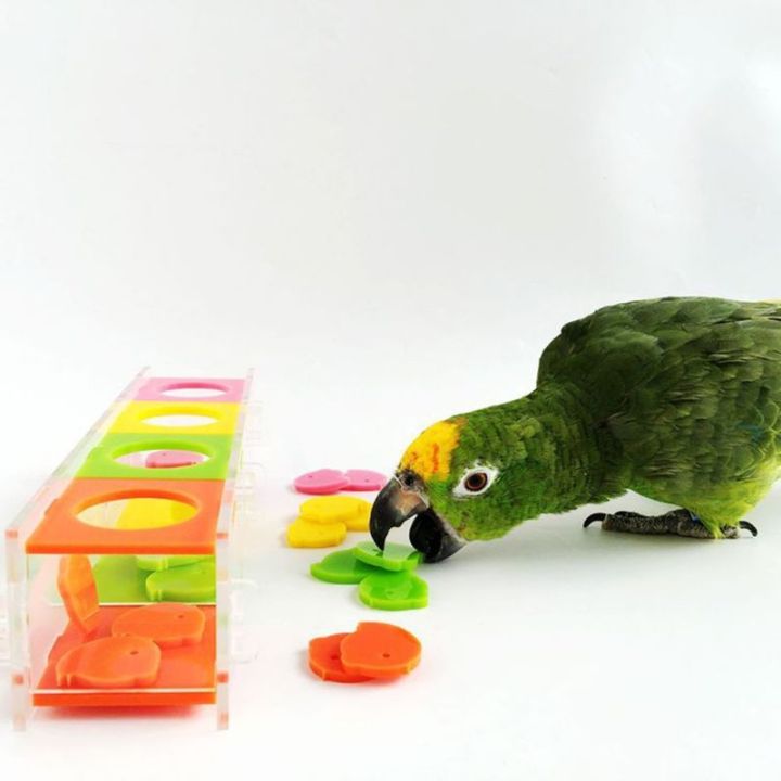 bird-desktop-coin-box-ของเล่น-parakeet-intelligence-training-เกมสำหรับ-finch-parrot-desktop-coin-box-budgie-cockatiels