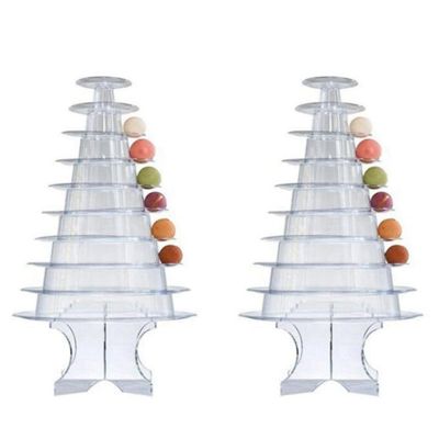 2X 10 Tiers Macaron Tower Macaroon Display Stand Baby Shower Birthday Party Cake Decorating Supplies Transparent