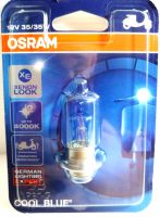 หลอดไฟ หลอดไฟหน้า Osram  12v 35/35w 4000k สีฟ้า เกรดอย่างดี หลอดไฟแสงสีขาว อะไหล่มอร์เตอร์ไซค์