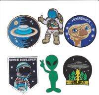 iron on patch Embroidery 6x Space Explorer ET Alien คนต่างด้าว จักรวาล ตัวรีด เย็บติดผ้าประเทศไทย โลโก้ปัก มีกาวสำหรับรีด ตกแต่งเสื้อผ้า