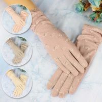 Fashion Women Floral Outdoor Touch Screen Gloves Summer Lady Anti-Uv Sunscreen Thin Cotton Gloves Mesh Breathable Driving Gloves