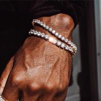 Hip Hop Iced Out 3/4/5mm Crystal Tennis Bracelet for Men Homme Trendy Punk Zirconia Mens Chain on The Hand Streetwear Jewelry