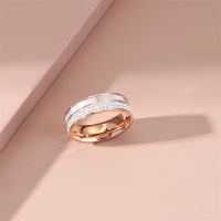 New Arrival Women Rose Gold Two Rows Zircon Titanium Steel Ring Trendy Girls Crystal Ring All-match Fashion Accessories