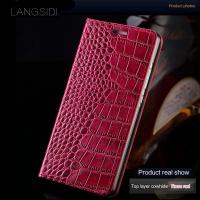 ﹍☊ LANGSIDI genuine leather case For iPhone 12 13 14 Pro max 13 mini full protection crocodile texture cover for iphone 13 pro max