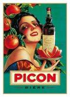 PICON AMER สุรา APERITIF ผู้หญิงสีส้มขวดโลหะโปสเตอร์ผนังโล่ใหม่