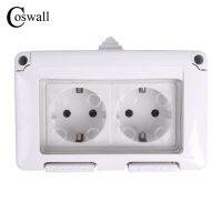 COWwall IP44กันน้ำกันฝุ่น16A ปลั๊กไฟติดผนังภายนอก,ปลั๊กไฟมาตรฐาน EU สองชั้น