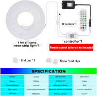 12โวลต์ LED RGB นีออนแถบกันน้ำซิลิโคนเชือกไฟ108LED หรี่แสงได้สมาร์ท WiFi บลูทูธ APP IR REM. ตกแต่งควบคุม