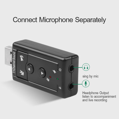 Hot 1PC Mini External USB 2.0การ์ดเสียง7.1ช่อง3D Virtual 12Mbps Audio Mic Speaker Adapter สำหรับ PC Desktop Notebook