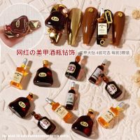 3*pcs new wine bottle nail charms jewelry manicure nail decoration 3D mini stereo red wine bottle DIY Personality accessories Cups  Mugs Saucers