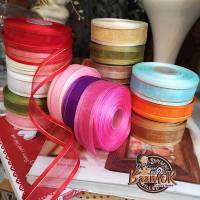 1 นิ้ว ริบบิ้น ผ้าแก้ว ขอบทอง ริบบิ้น ผ้าแก้ว ริบบิ้น ribbon for diy  แบ่งตัดความยาวจากม้วน ริบบิ้นสำหรับวันพิเศษ และวันเทศกาล