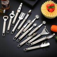 Kitchen Gadgets Sets 304 Stainless Steel Fruit Digger Fruit Corer Corrugated Carving Knife Fish Scaler Tray Lifter Bottle Opener