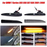 2X แผ่นบังโคลนรถหน้ารถยนต์แบบไดนามิก LED ไฟสัญญาณไฟระบุสัญญาณ12V สำหรับ BMW 7 Series E65 E66 E67 E68 2001-2008